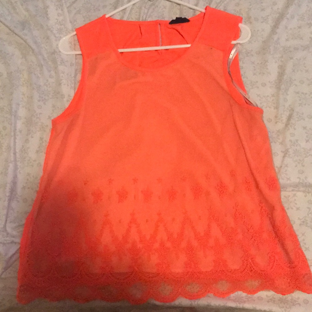 Orange tank top with lace detail